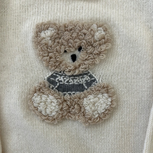 Il Gufo Cream Teddy Bear Knit Baby Onesie, size 9M - Picture 2 of 7